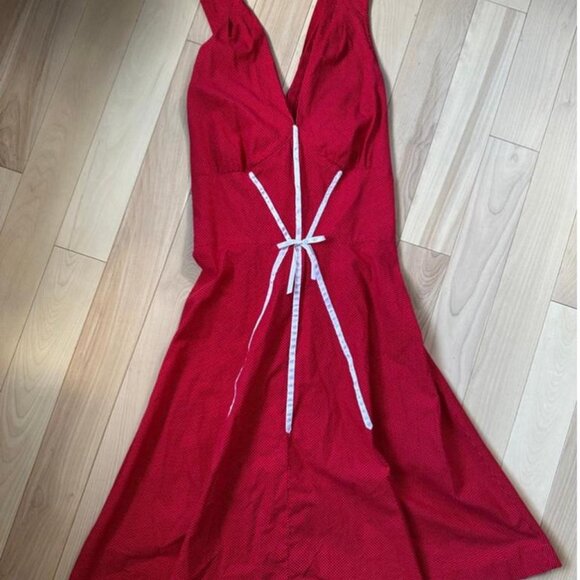 Charming handmade red dress with mini white polka dots - Picture 8 of 8